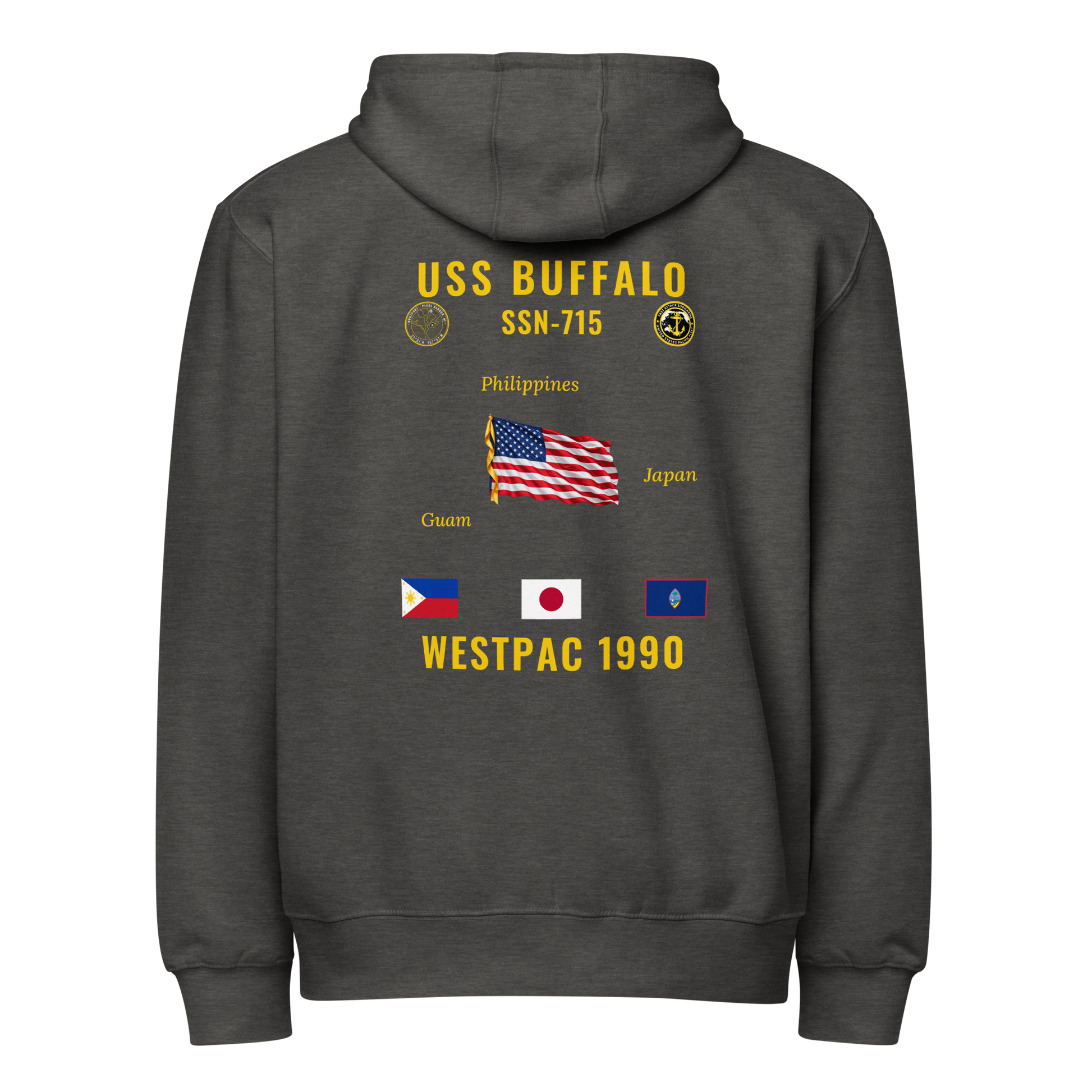 USS Buffalo (SSN-715) 1990 WestPac Cruise Zip Hoodie