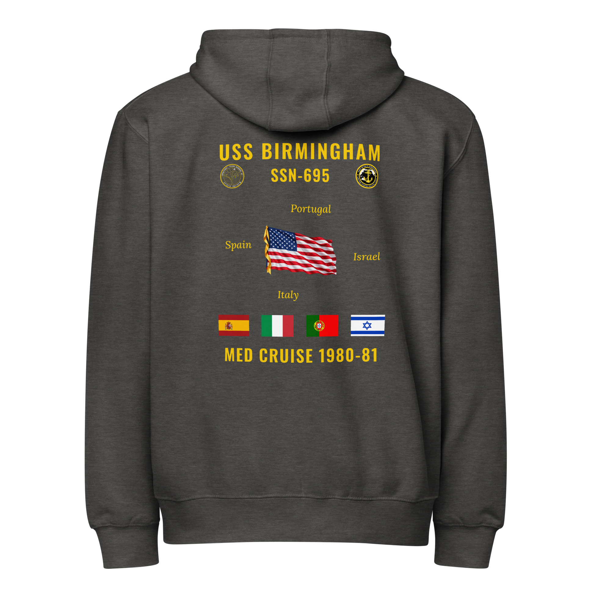 USS Birmingham (SSN-695) 1980-81 Med Cruise Zip Hoodie