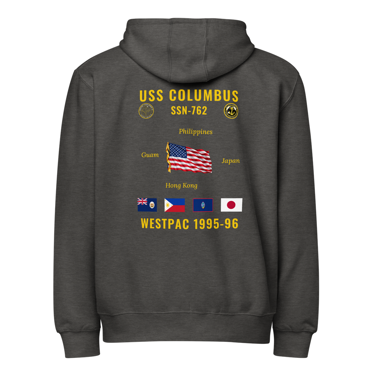 USS Columbus (SSN-762) 1995-96 WestPac Cruise Zip Hoodie
