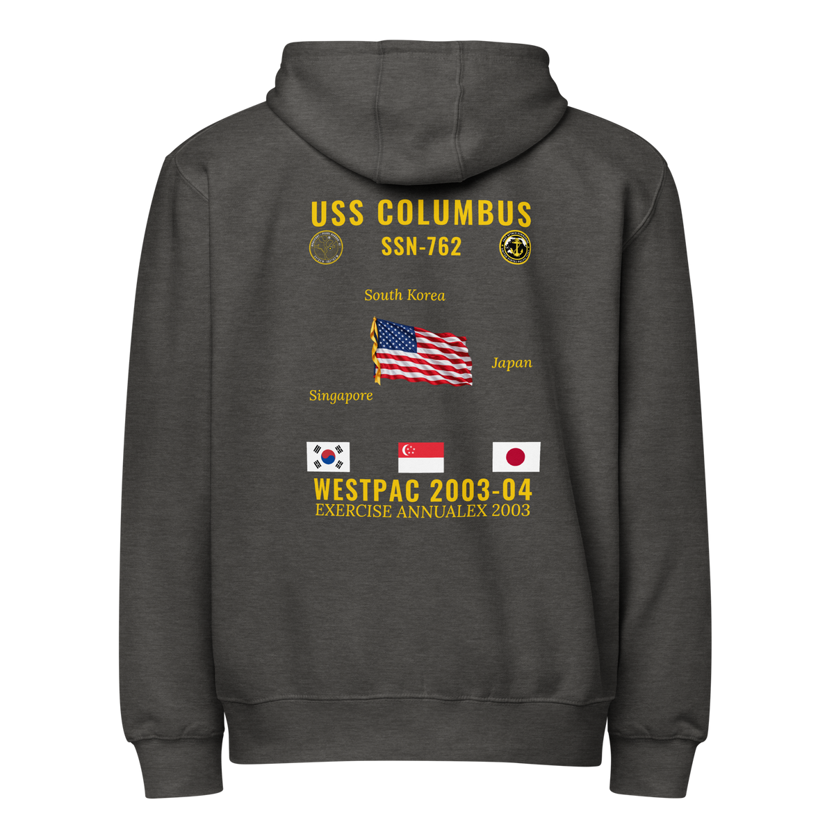 USS Columbus (SSN-762) 2003-04 WestPac Cruise Zip Hoodie