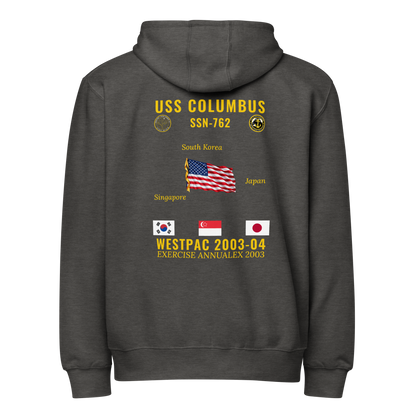 USS Columbus (SSN-762) 2003-04 WestPac Cruise Zip Hoodie