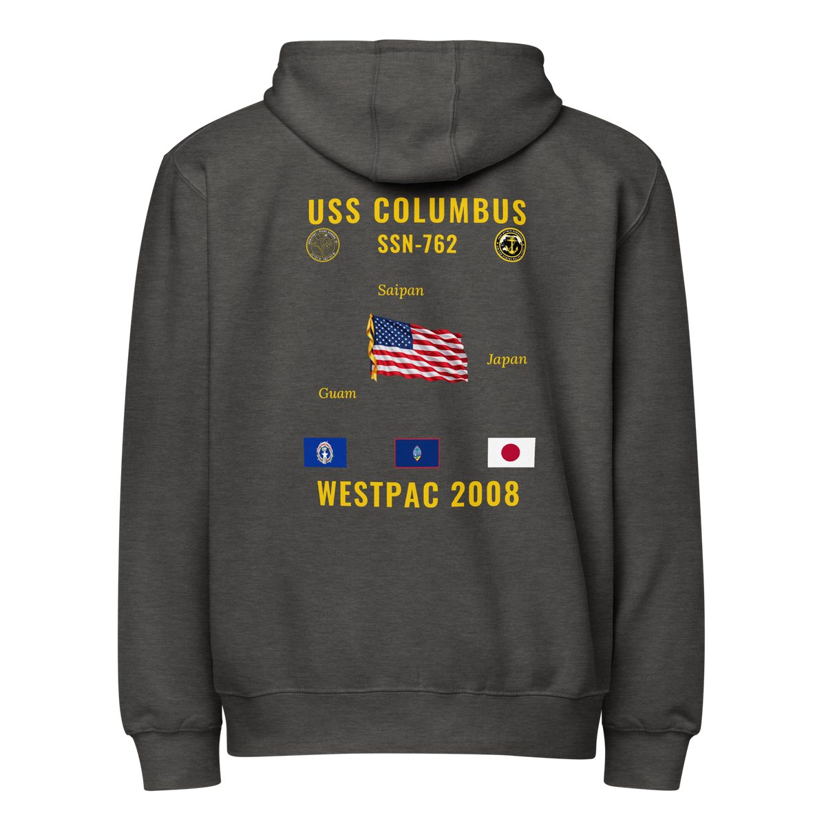 USS Columbus (SSN-762) 2008 WestPac Cruise Zip Hoodie
