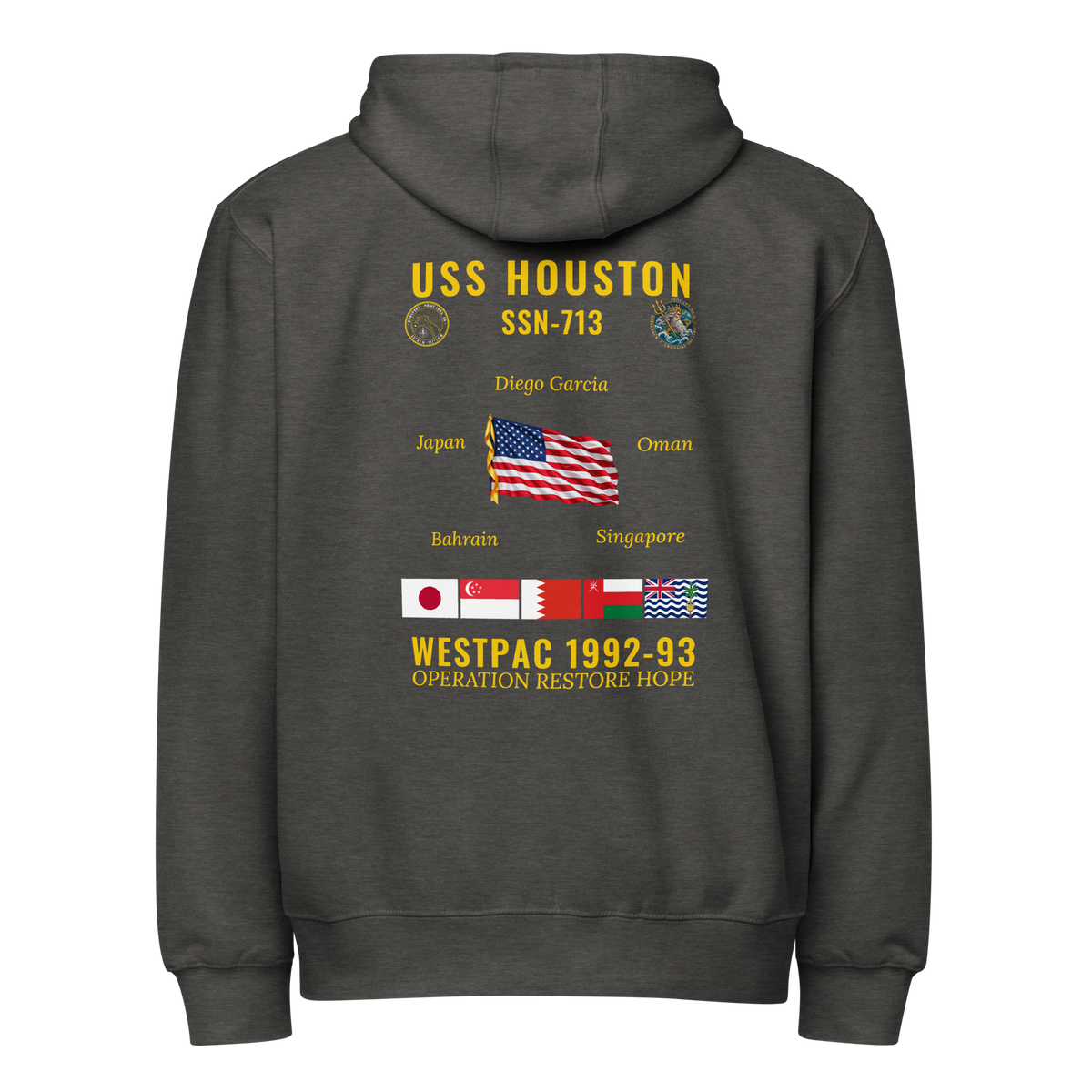 USS Houston (SSN-713) 1992-93 WestPac Cruise Zip Hoodie