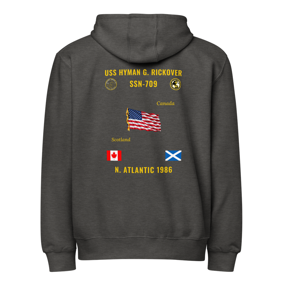 USS Hyman G. Rickover (SSN-709) 1986 N. Atlantic Cruise Zip Hoodie