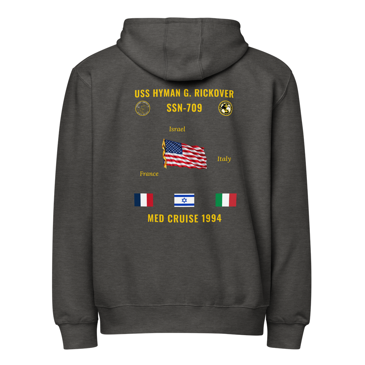 USS Hyman G. Rickover (SSN-709) 1994 Med Cruise Zip Hoodie