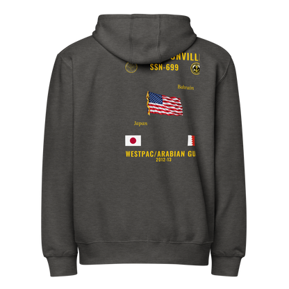 USS Jacksonville (SSN-699) 2012-13 WestPac/Arabian Gulf Cruise Zip Hoodie