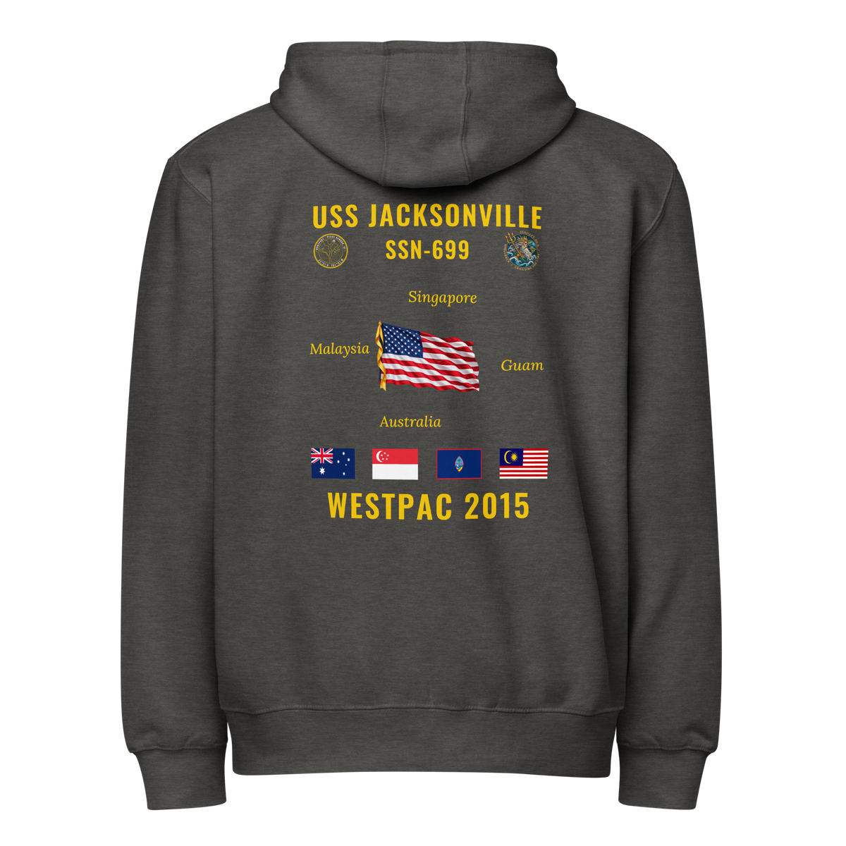 USS Jacksonville (SSN-699) 2015 WestPac Cruise Zip Hoodie