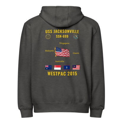 USS Jacksonville (SSN-699) 2015 WestPac Cruise Zip Hoodie