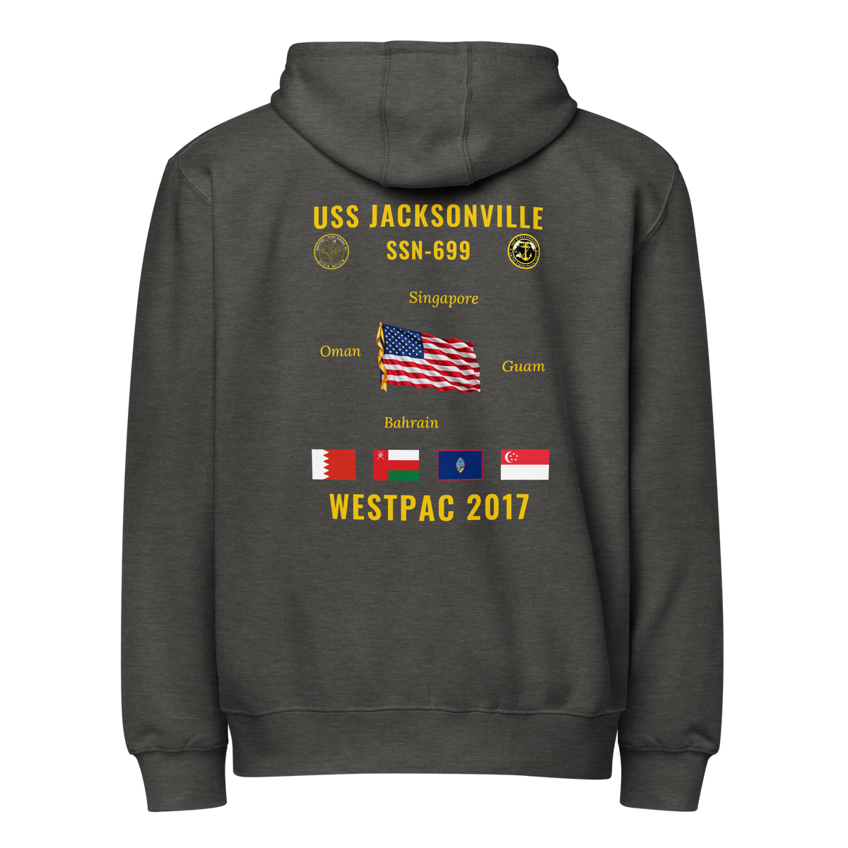 USS Jacksonville (SSN-699) 2017 WestPac Cruise Zip Hoodie