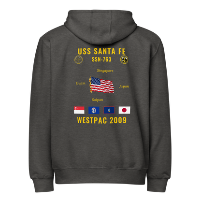 USS Santa Fe (SSN-763) 2009 WestPac Cruise Zip Hoodie