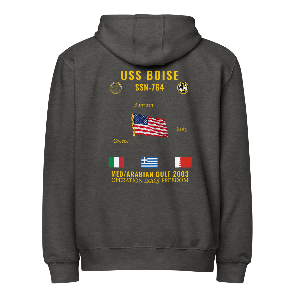 USS Boise (SSN-764) 2003 Med/Arabian Gulf Cruise Zip Hoodie