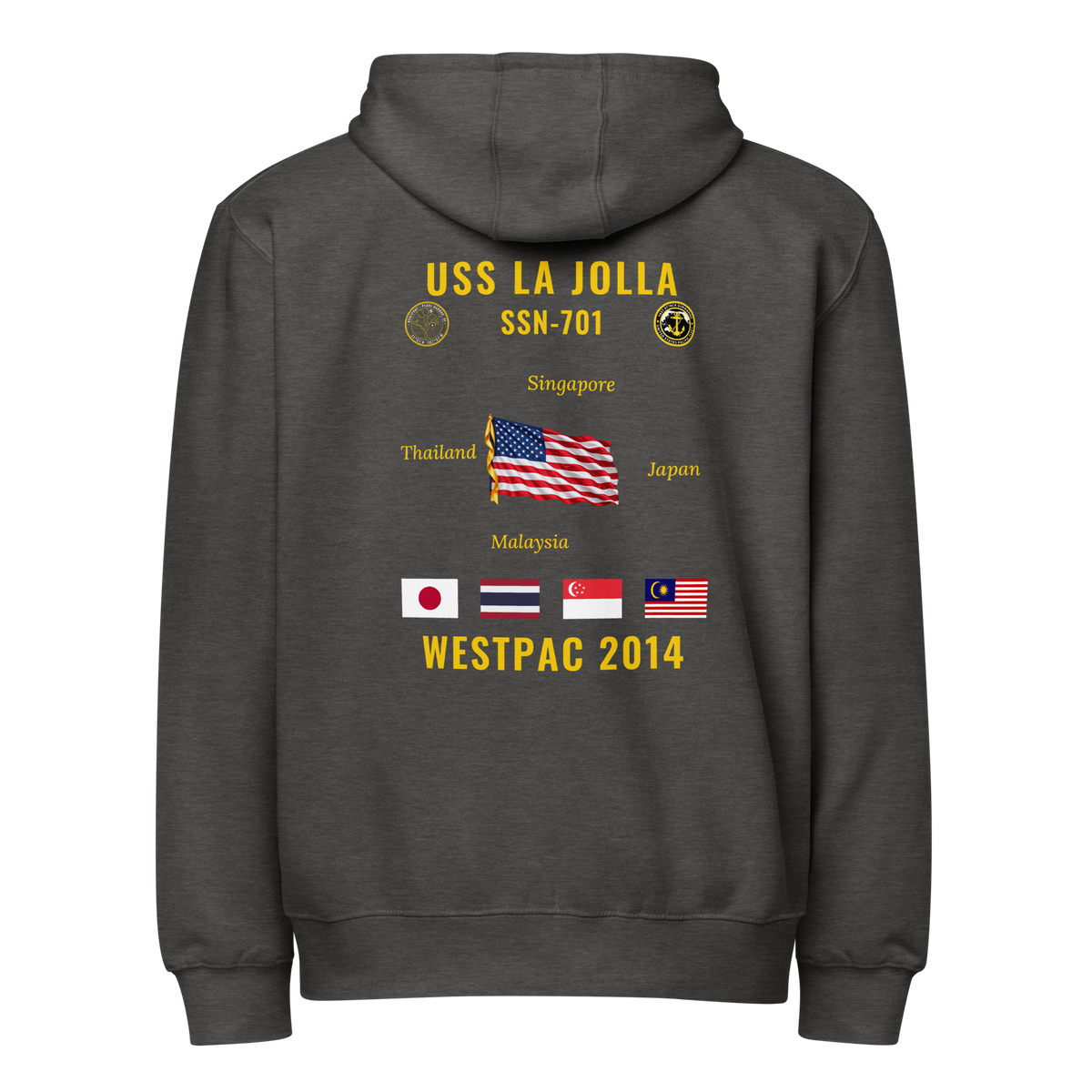 USS La Jolla (SSN-701) 2014 WestPac Cruise Zip Hoodie