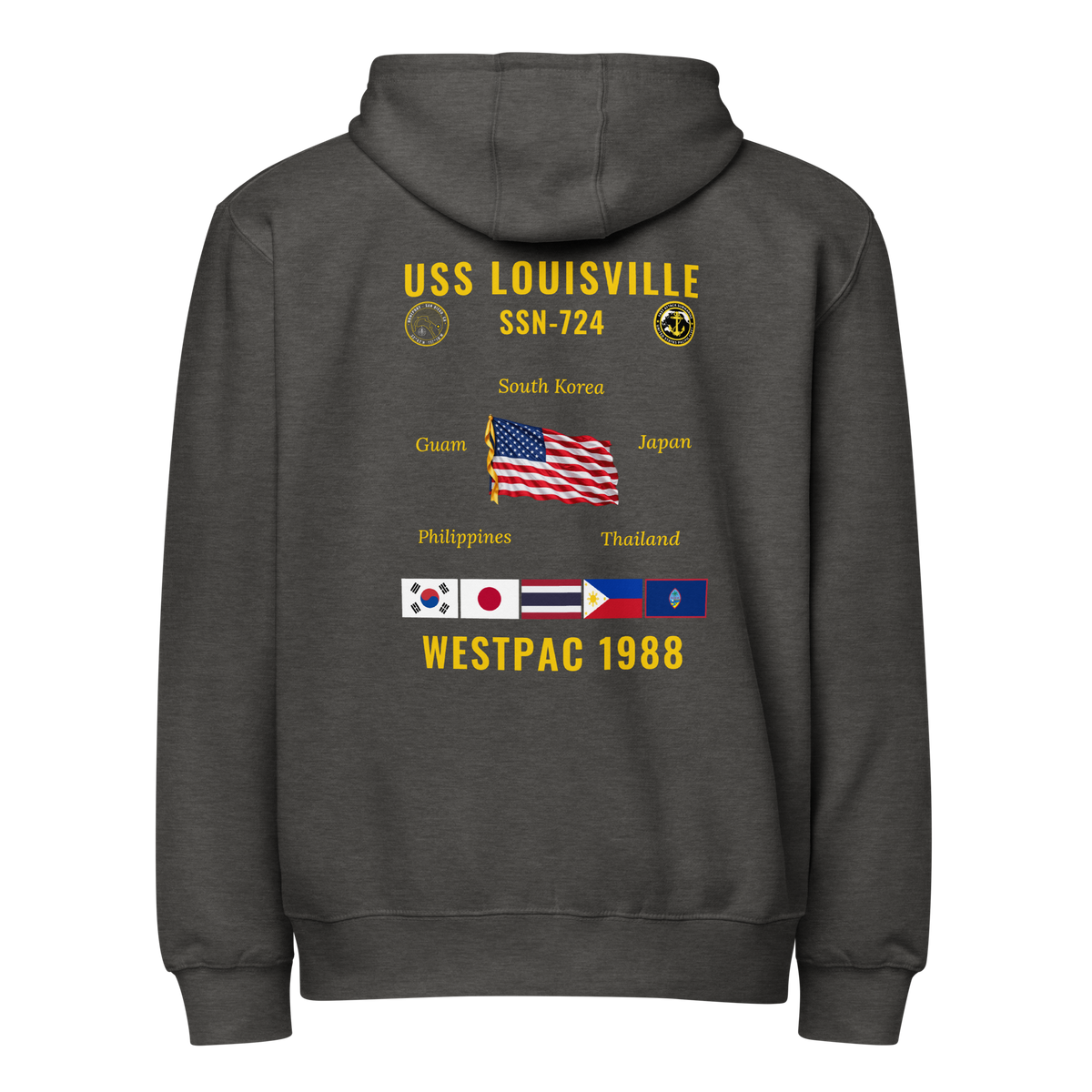 USS Louisville (SSN-724) 1988 WestPac Cruise Zip Hoodie