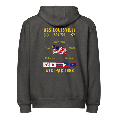 USS Louisville (SSN-724) 1988 WestPac Cruise Zip Hoodie