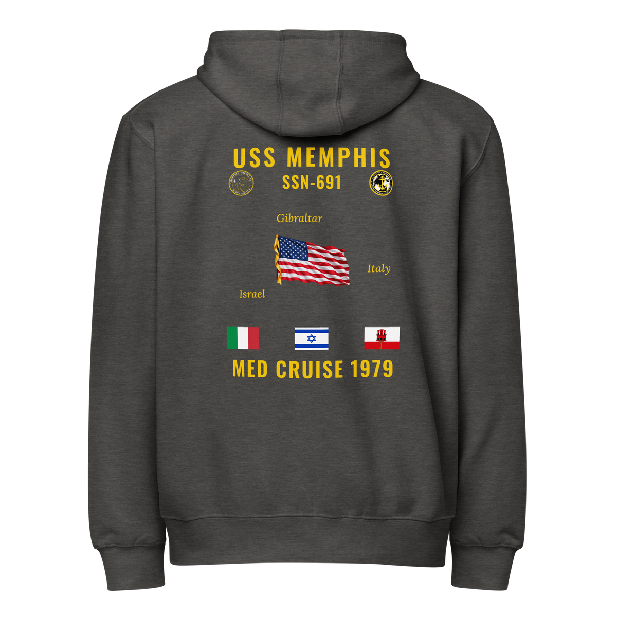 USS Memphis (SSN-691) 1979 Med Cruise Zip Hoodie