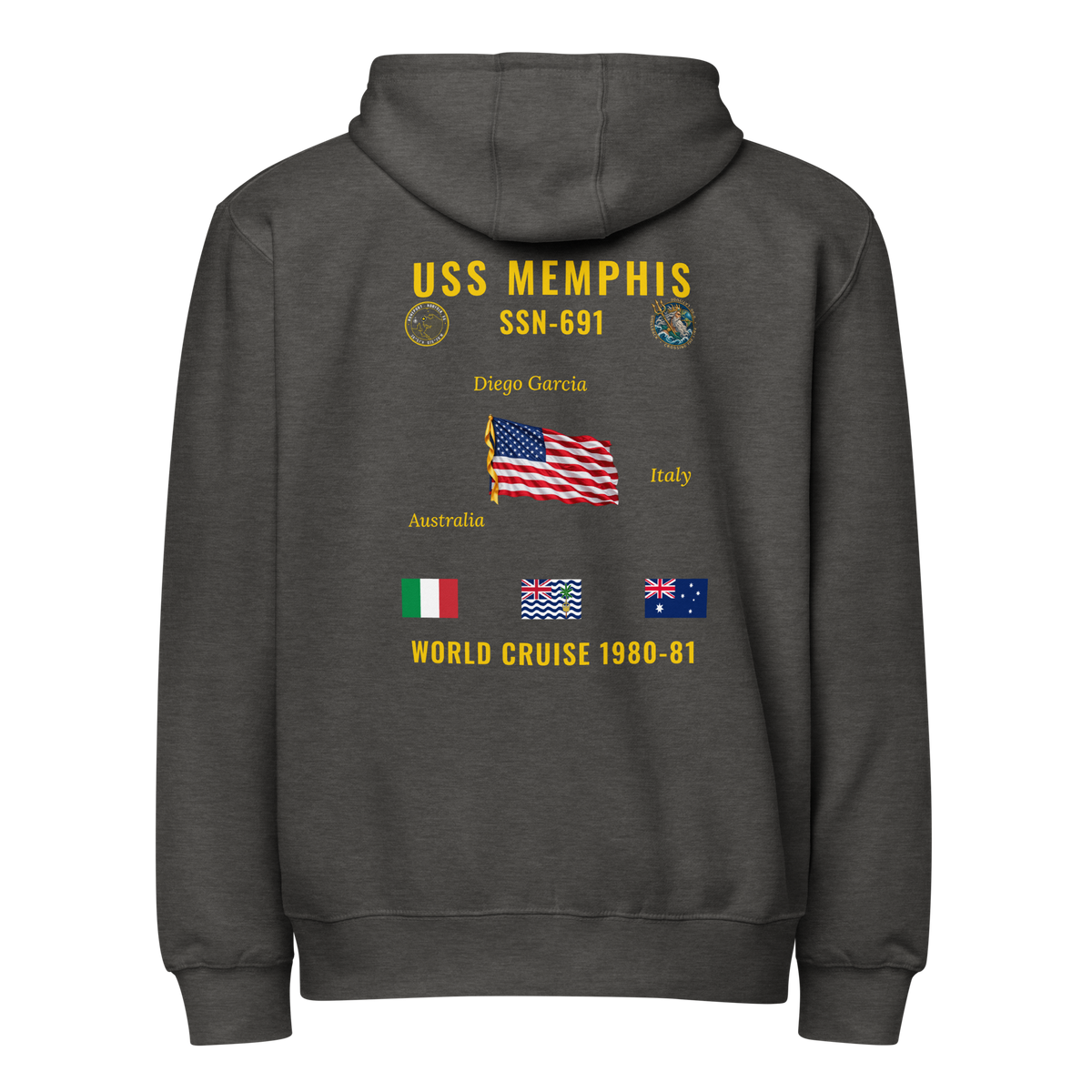 USS Memphis (SSN-691) 1980-81 World Cruise Zip Hoodie
