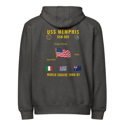 USS Memphis (SSN-691) 1980-81 World Cruise Zip Hoodie