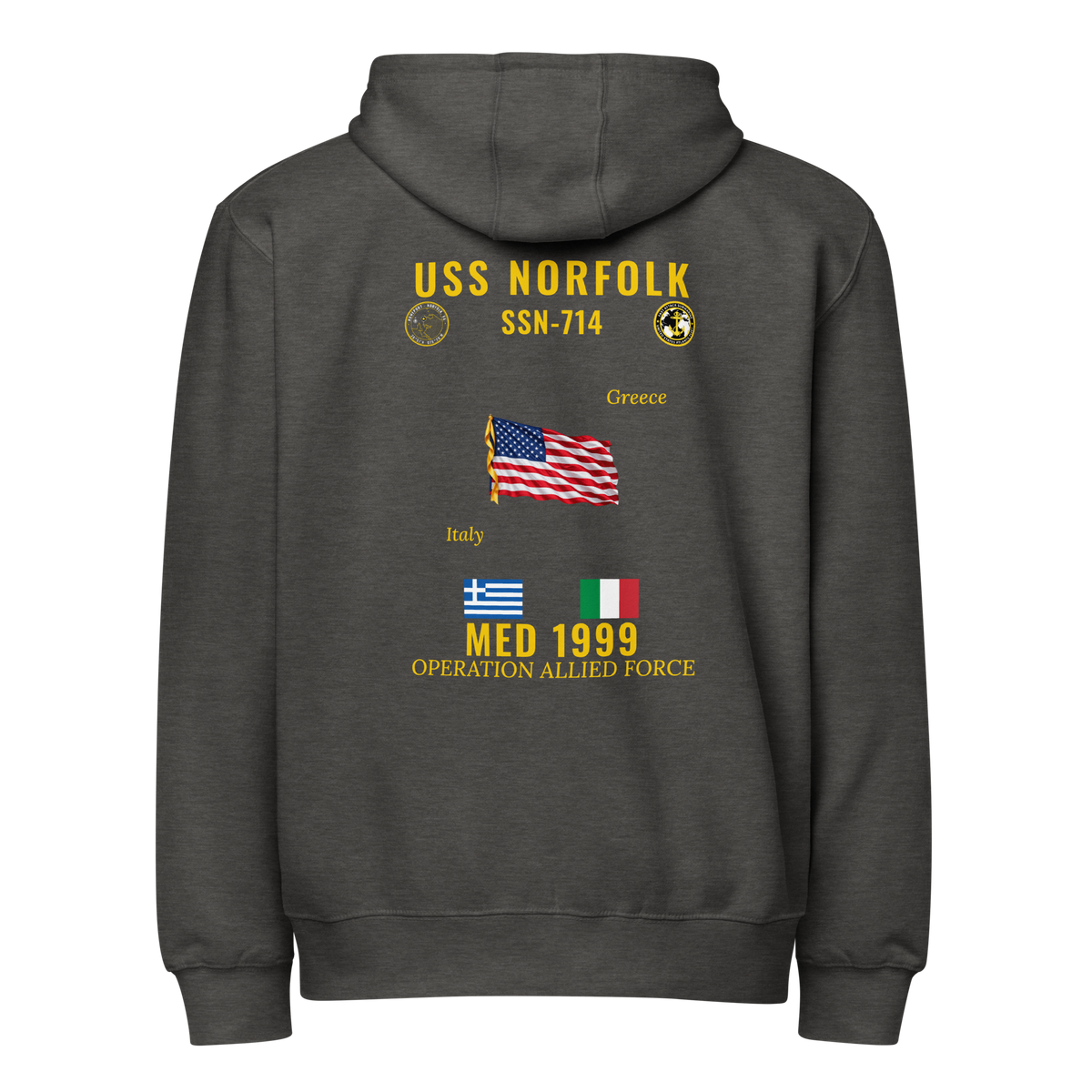 USS Norfolk (SSN-714) 1999 Med Cruise Zip Hoodie