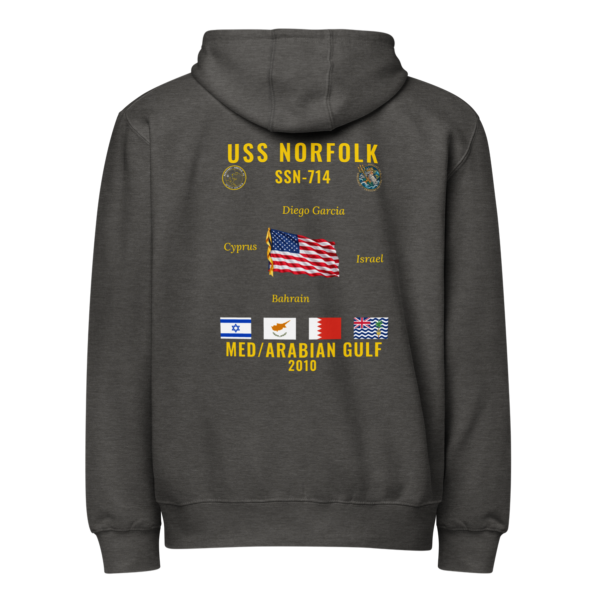 USS Norfolk (SSN-714) 2010 Med/Arabian Gulf Cruise Zip Hoodie