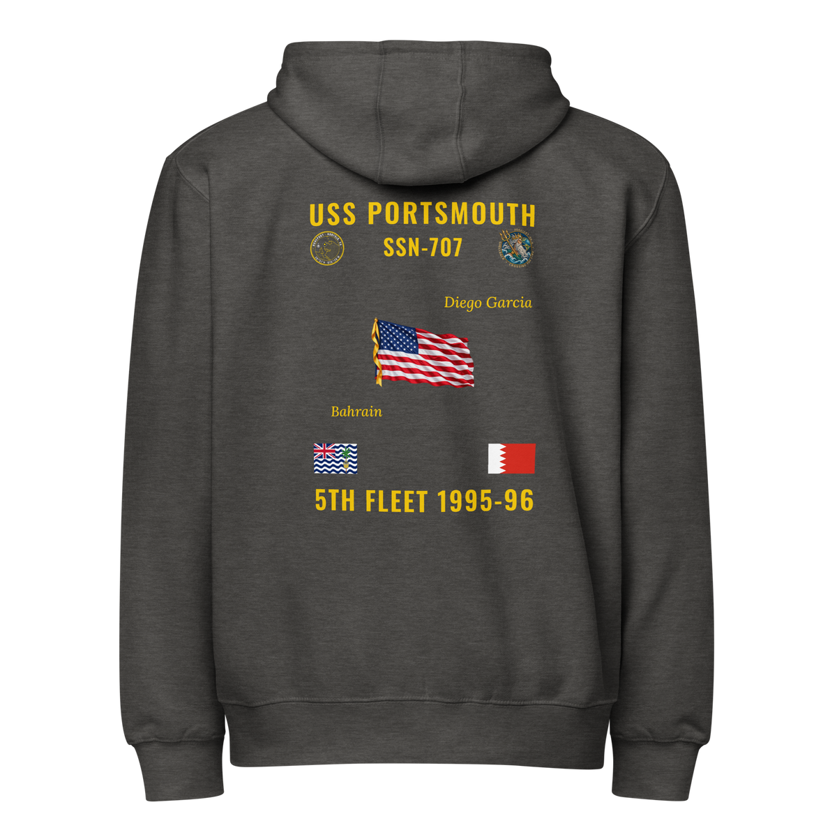 USS Portsmouth (SSN-707) 1995-96 5th Fleet Cruise Zip Hoodie