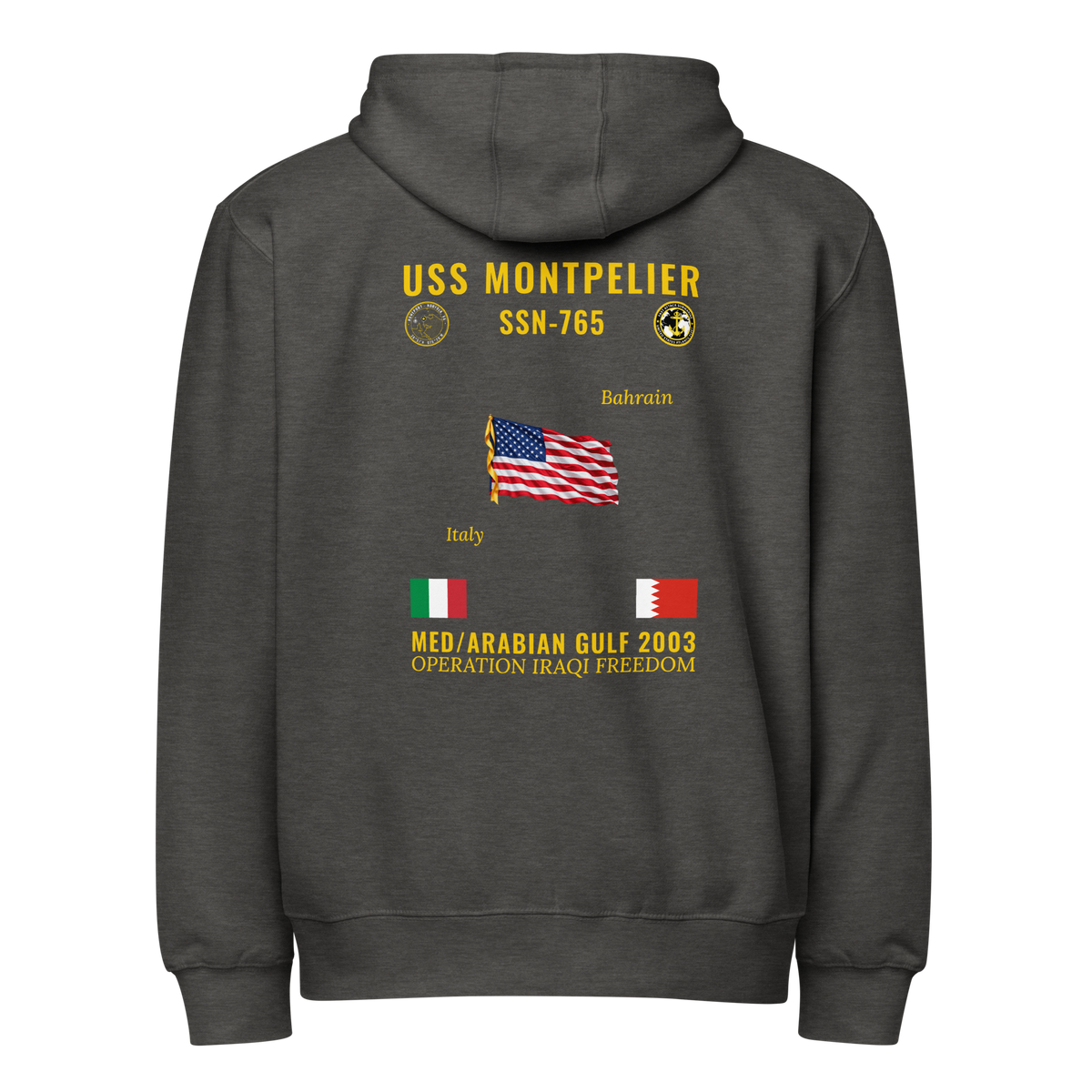 USS Montpelier (SSN-765) 2003 Med/Arabian Gulf Cruise Zip Hoodie
