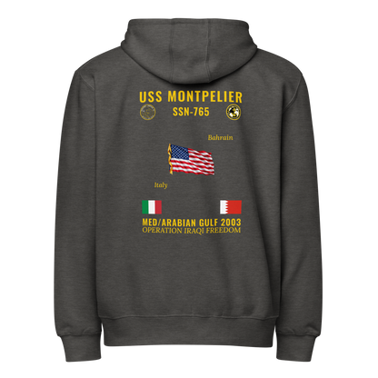 USS Montpelier (SSN-765) 2003 Med/Arabian Gulf Cruise Zip Hoodie
