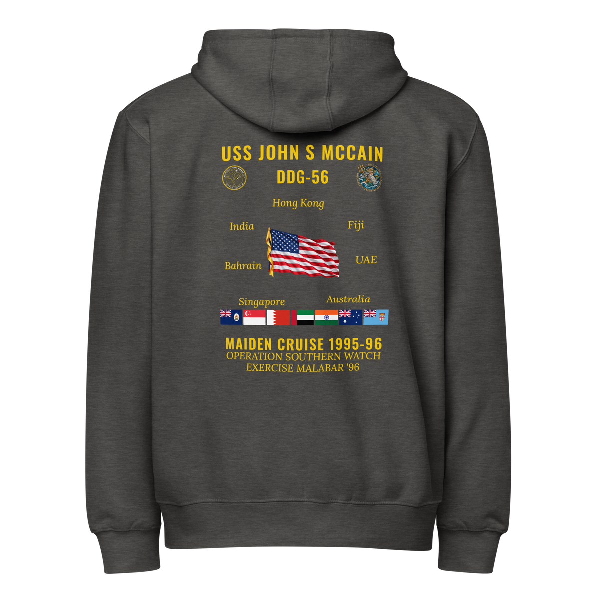 USS John S McCain (DDG-56) 1995-96 Maiden Cruise Zip Hoodie