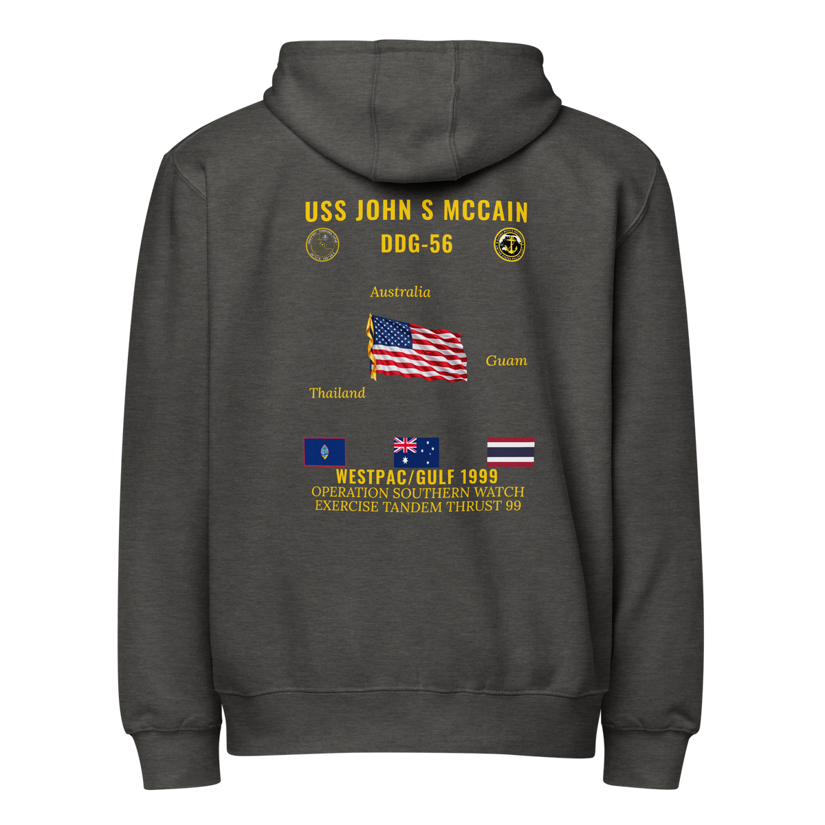 USS John S McCain (DDG-56) 1999 WestPac/Gulf Cruise Zip Hoodie