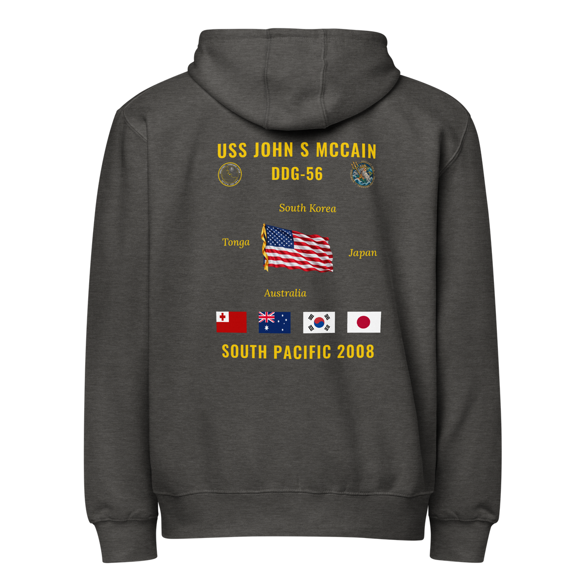 USS John S McCain (DDG-56) 2008 South Pacific Cruise Zip Hoodie