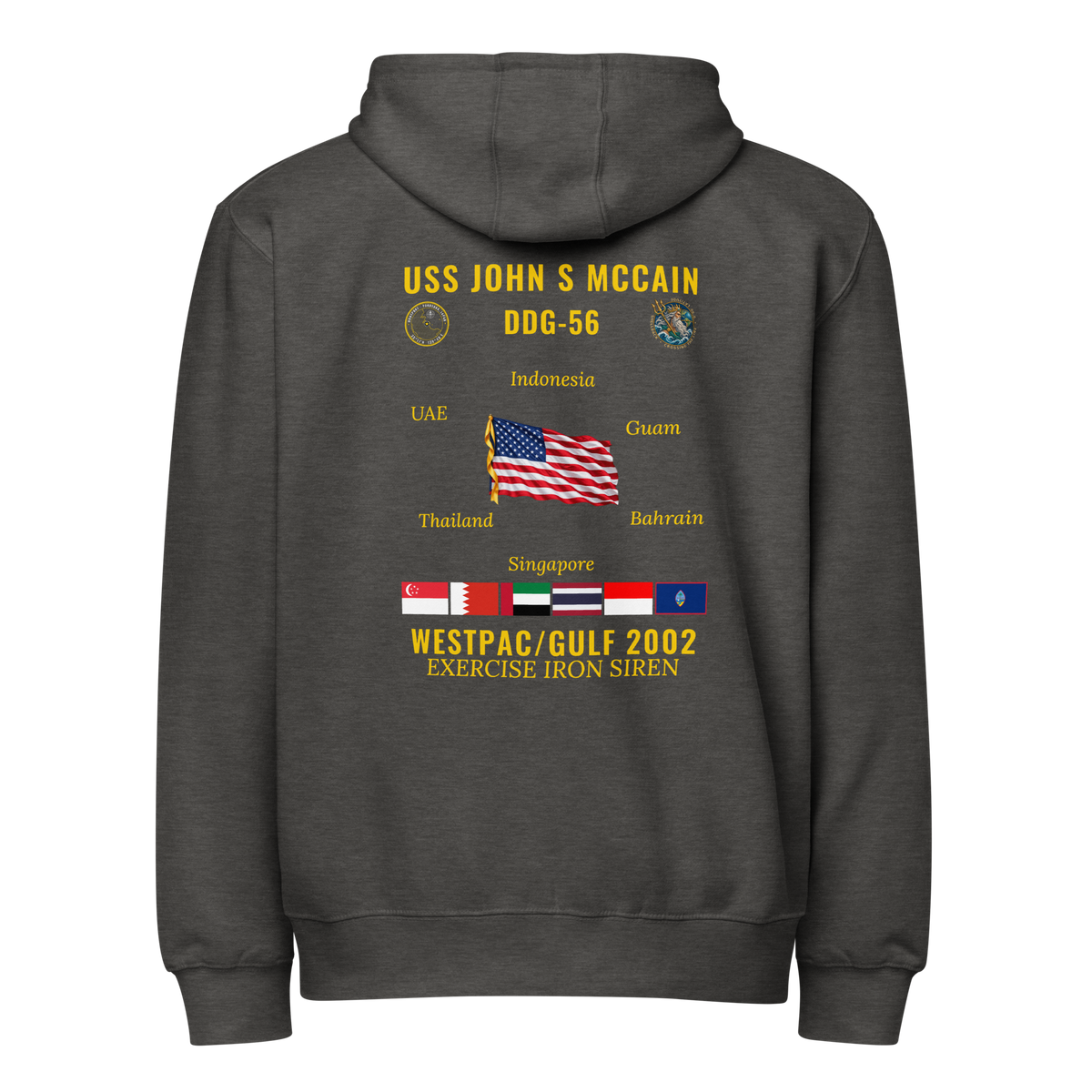 USS John S McCain (DDG-56) 2002 WestPac/Gulf Cruise Zip Hoodie