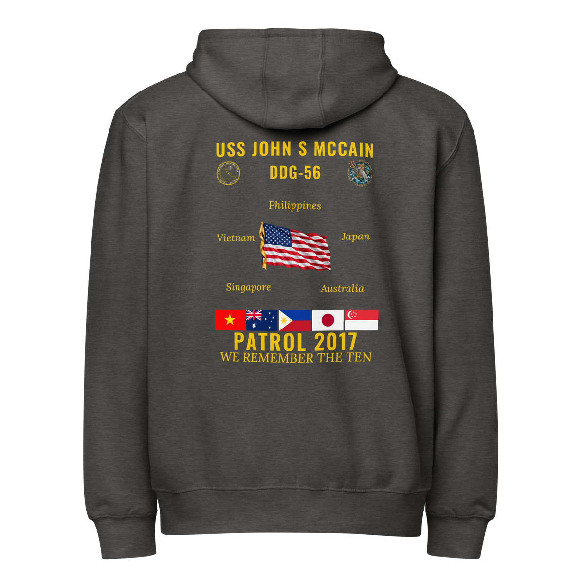 USS John S McCain (DDG-56) 2017 Patrol Cruise Zip Hoodie