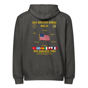 USS Arleigh Burke (DDG-51) 1995 Med/Adriatic Cruise Zip Hoodie