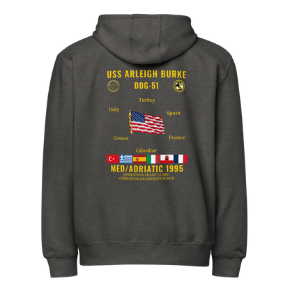 USS Arleigh Burke (DDG-51) 1995 Med/Adriatic Cruise Zip Hoodie