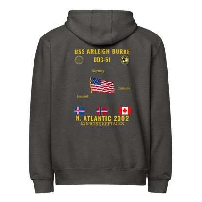 USS Arleigh Burke (DDG-51) 2002 N. Atlantic Cruise Zip Hoodie