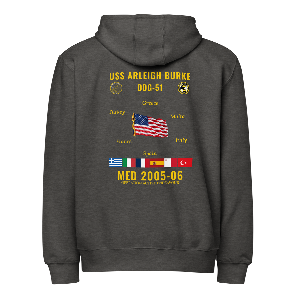 USS Arleigh Burke (DDG-51) 2005-06 Med Cruise Zip Hoodie