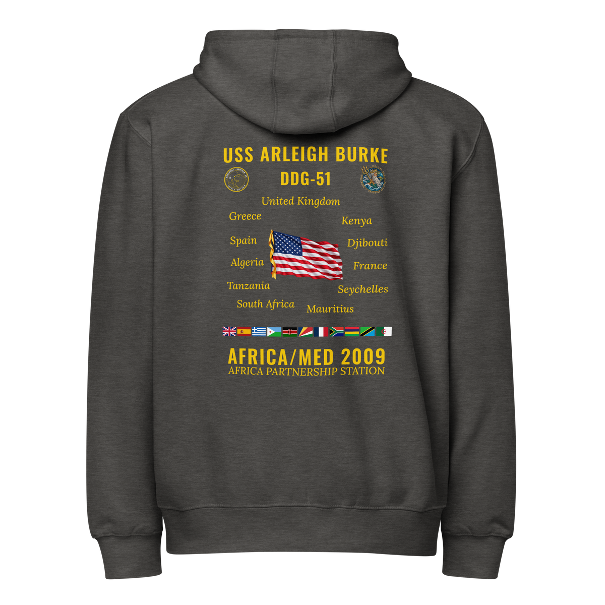 USS Arleigh Burke (DDG-51) 2009 Africa/Med Cruise Zip Hoodie