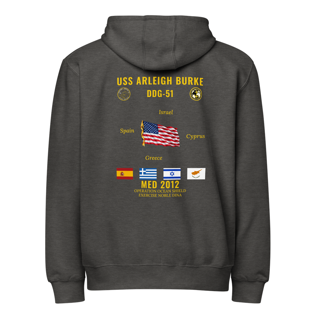 USS Arleigh Burke (DDG-51) 2012 Med Cruise Zip Hoodie