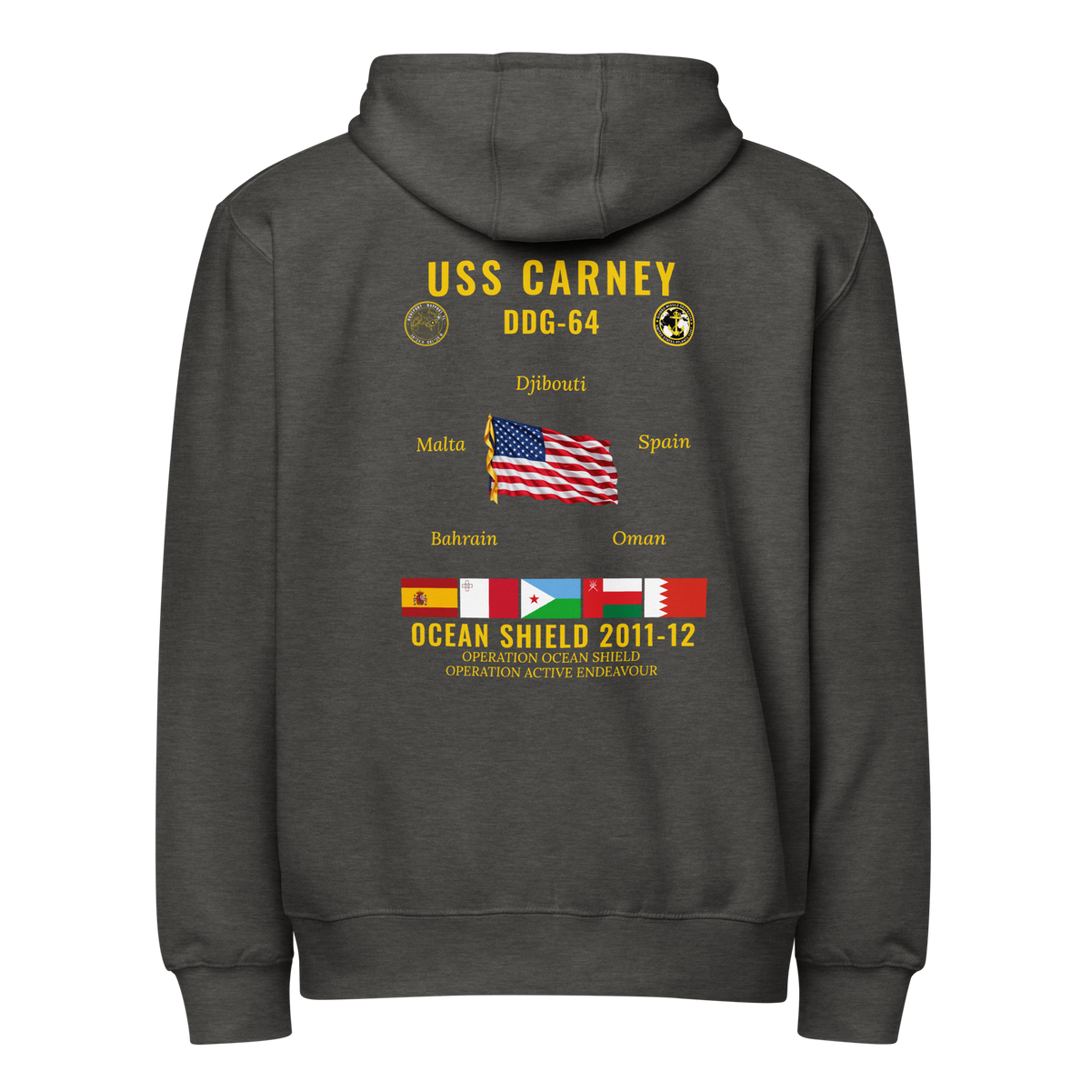 USS Carney (DDG-64) 2011-12 Ocean Shield Cruise Zip Hoodie