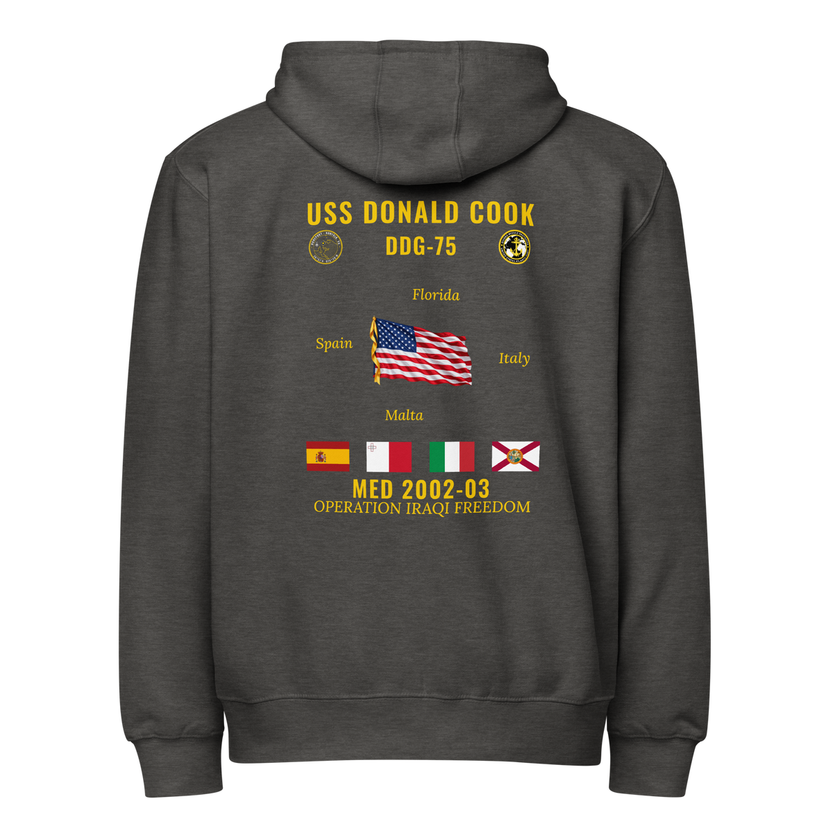 USS Donald Cook (DDG-75) 2002-03 Med Cruise Zip Hoodie