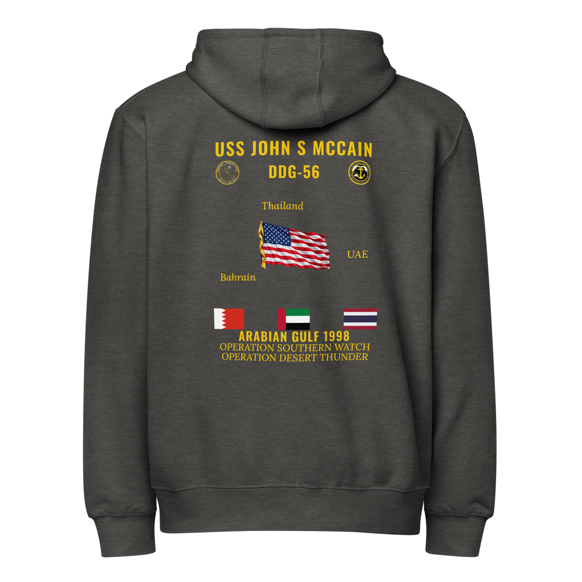 USS John S McCain (DDG-56) 1998 Arabian Gulf Cruise Zip Hoodie