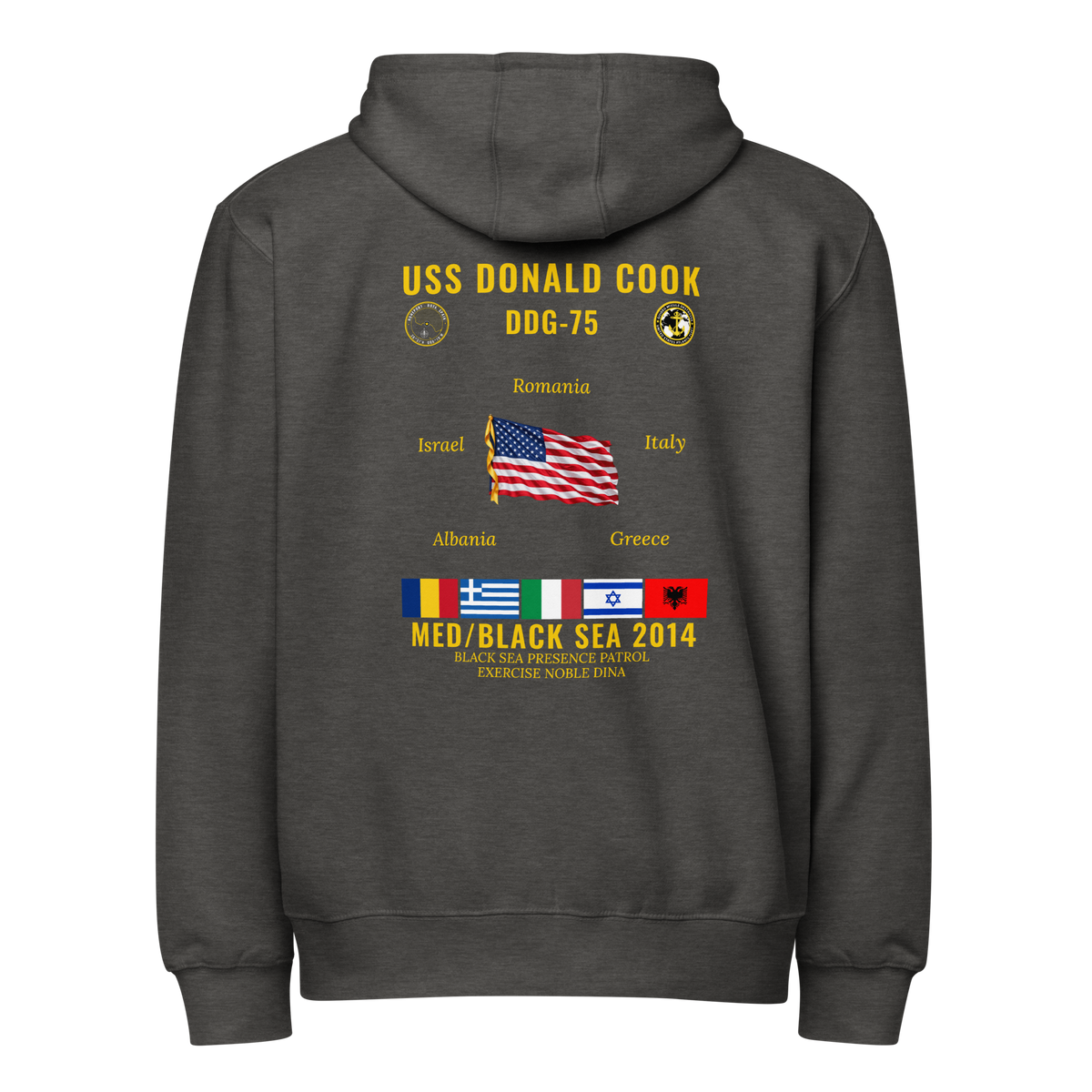 USS Donald Cook (DDG-75) 2014 Med/Black Sea Cruise Zip Hoodie