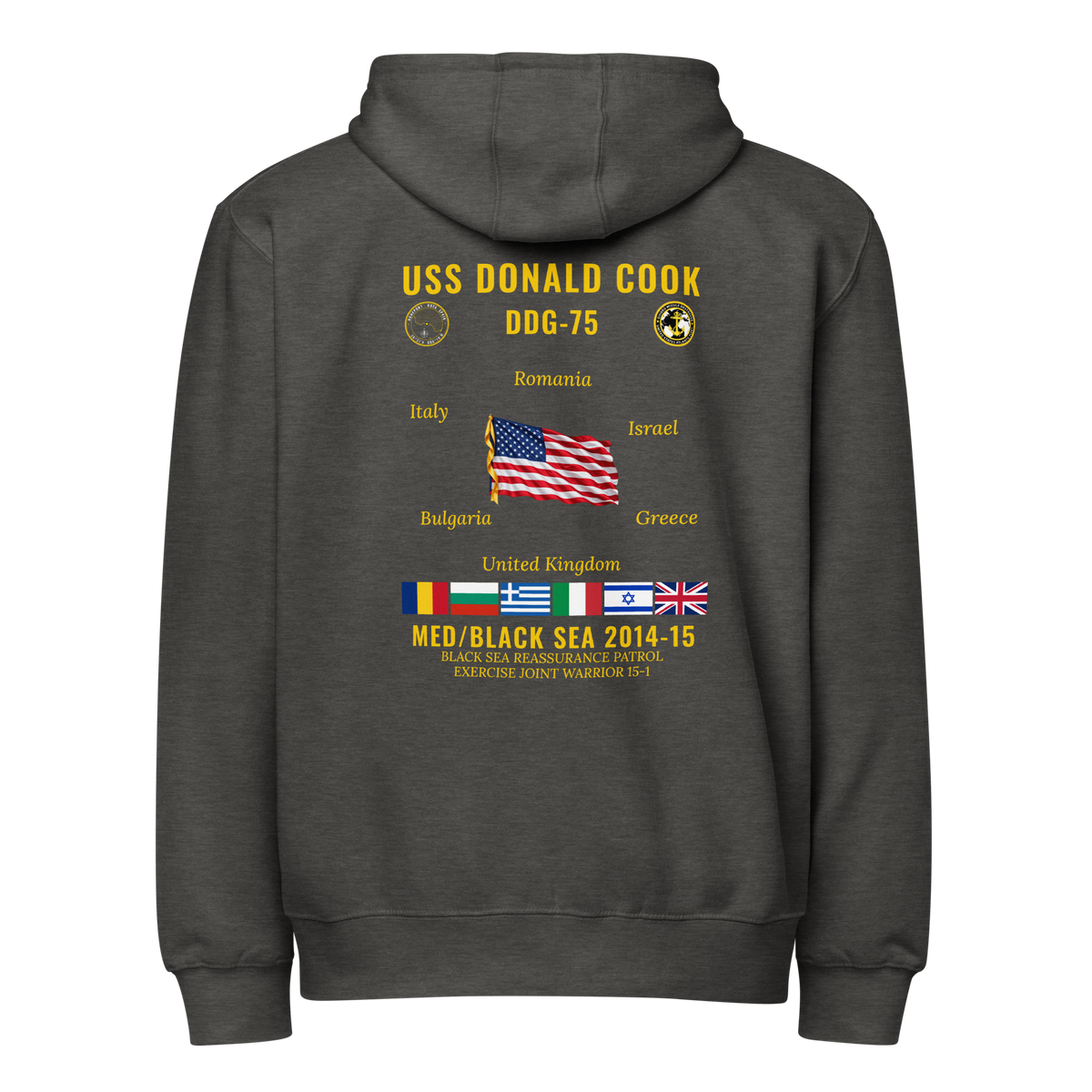 USS Donald Cook (DDG-75) 2014-15 Med/Black Sea Cruise Zip Hoodie