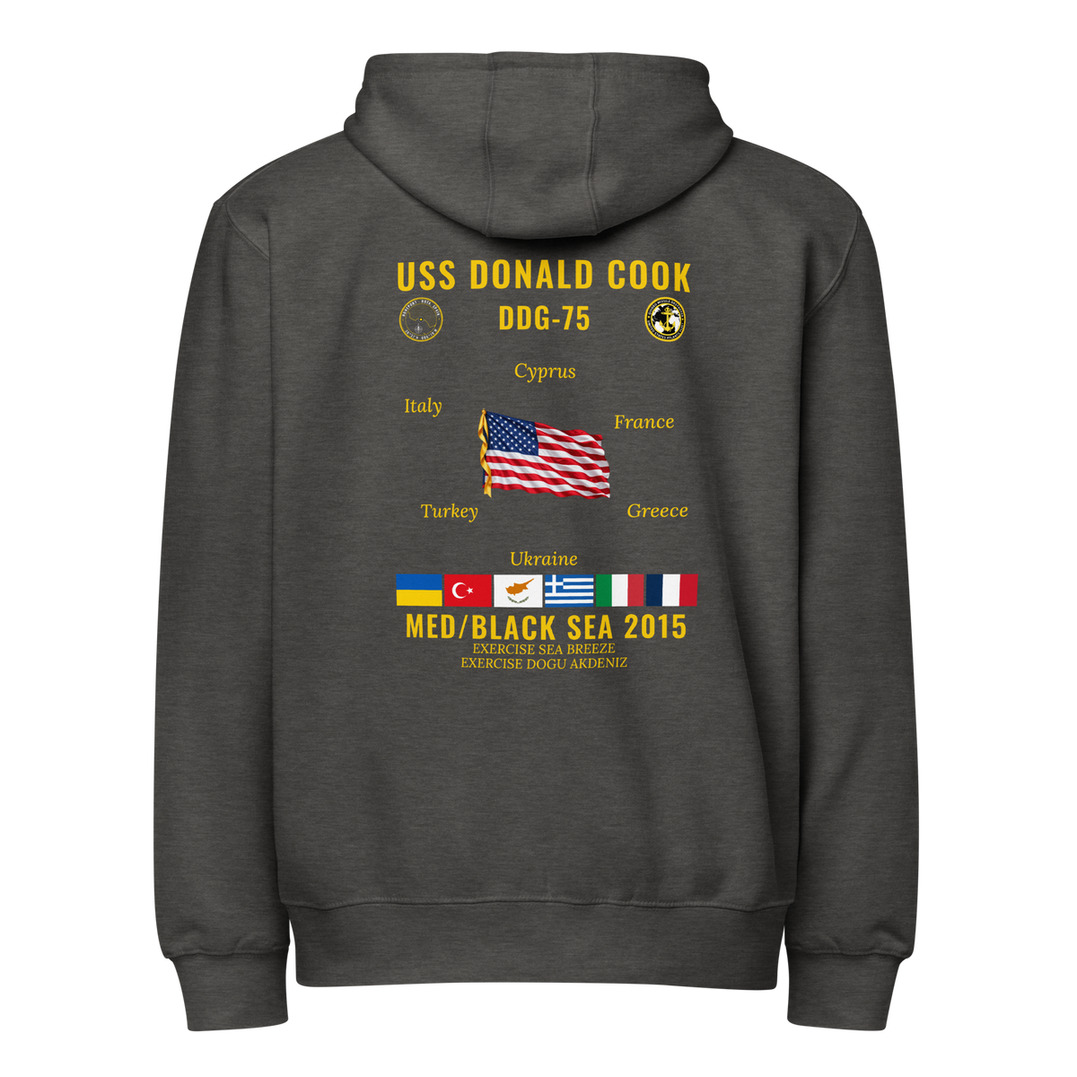 USS Donald Cook (DDG-75) 2015 Med/Black Sea Cruise Zip Hoodie