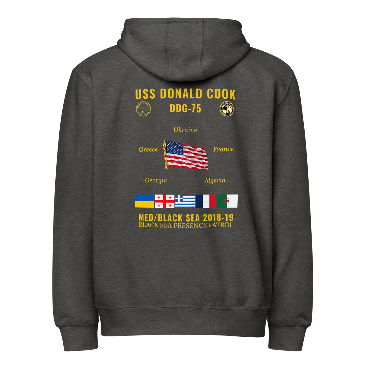 USS Donald Cook (DDG-75) 2018-19 Med/Black Sea Cruise Zip Hoodie