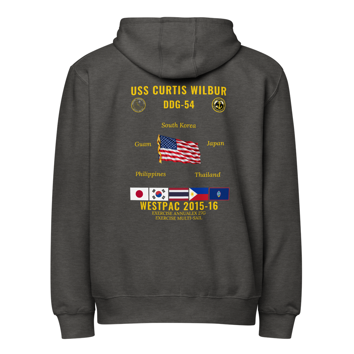 USS Curtis Wilbur (DDG-54) 2015-16 WestPac Cruise Zip Hoodie