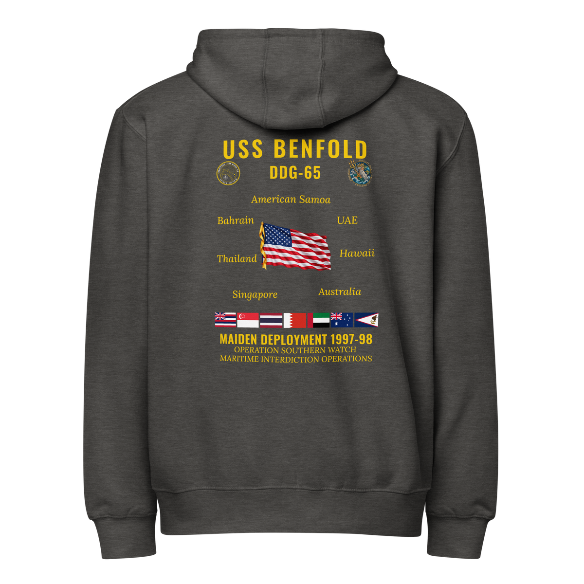 USS Benfold (DDG-65) 1997-98 Maiden Deployment Cruise Zip Hoodie