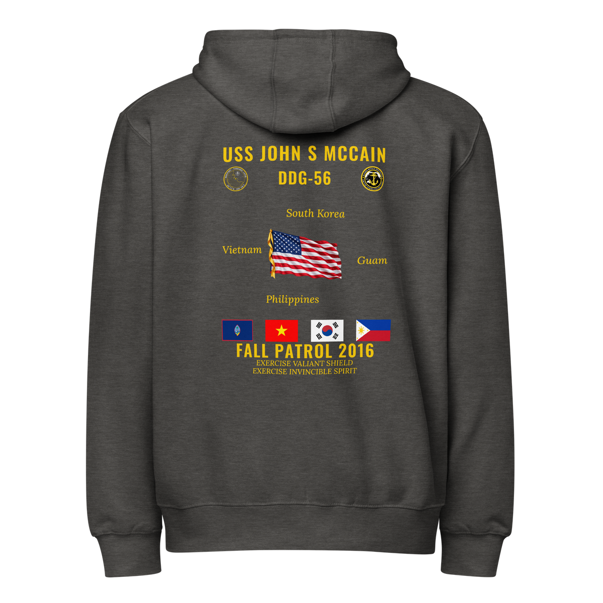 USS John S McCain (DDG-56) 2016 Fall Patrol Cruise Zip Hoodie