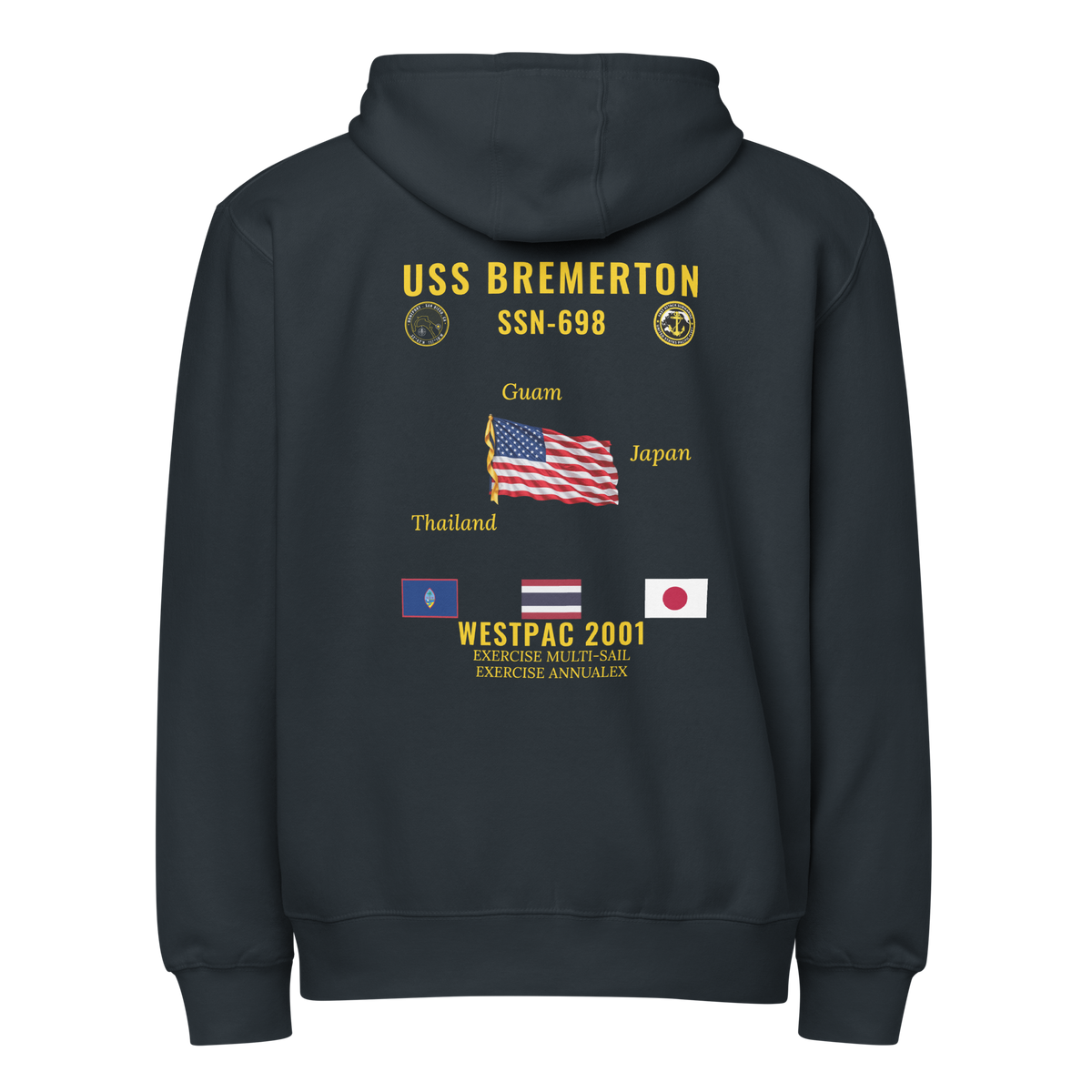 USS Bremerton (SSN-698) 2001 WestPac Cruise Zip Hoodie