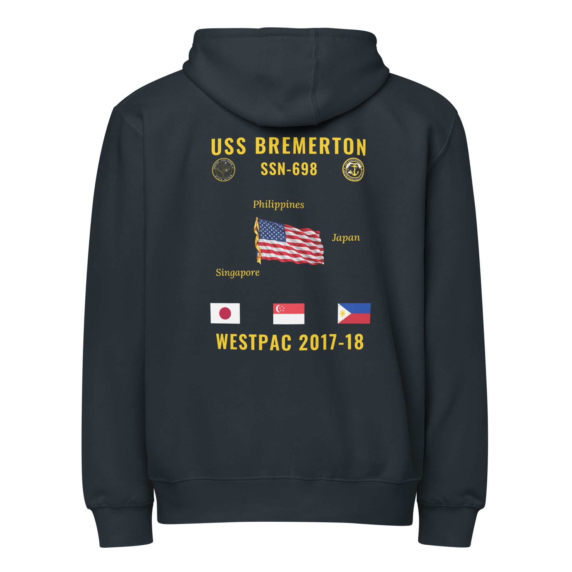 USS Bremerton (SSN-698) 2017-18 WestPac Cruise Zip Hoodie