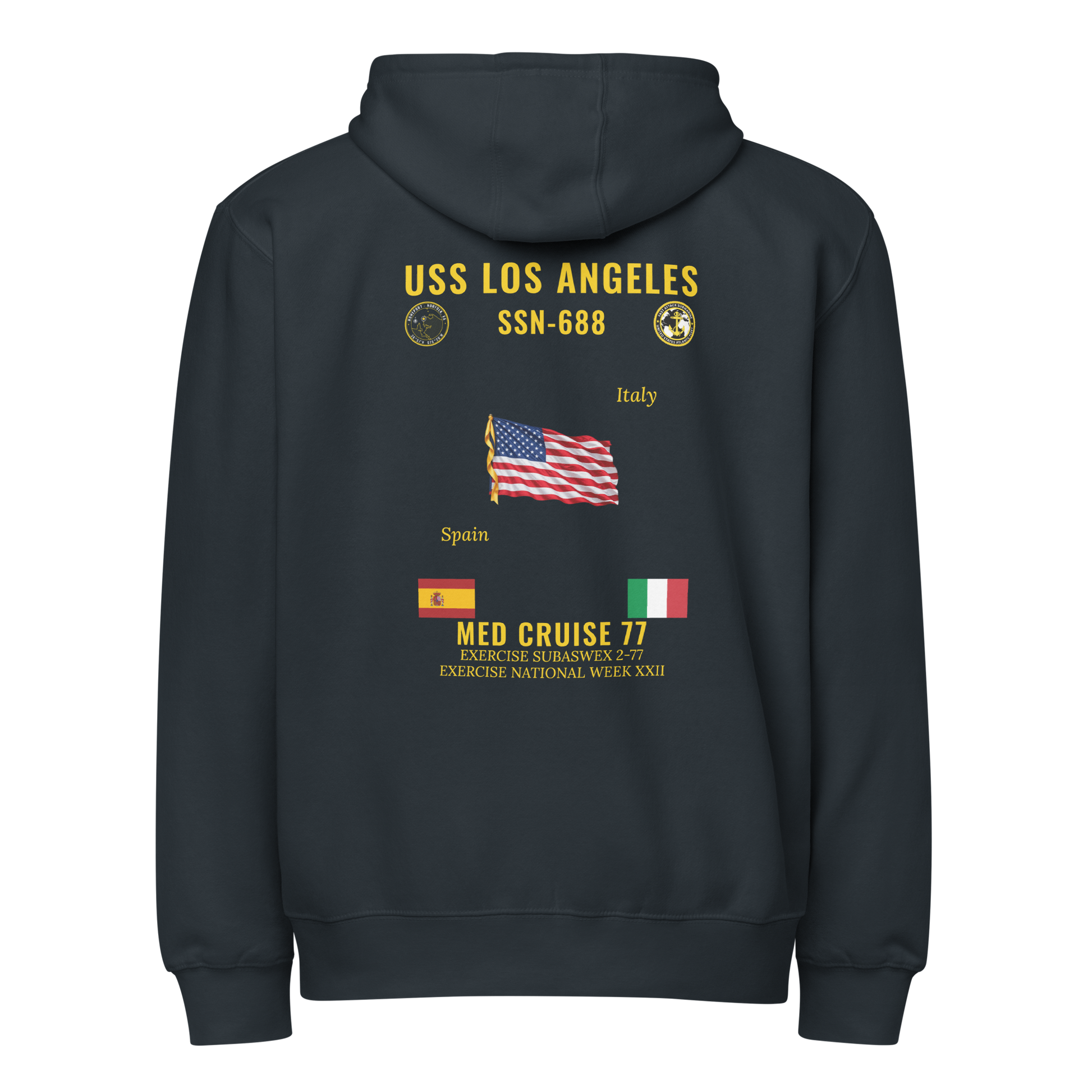 USS Los Angeles (SSN-688) 1977 Med Cruise Zip Hoodie